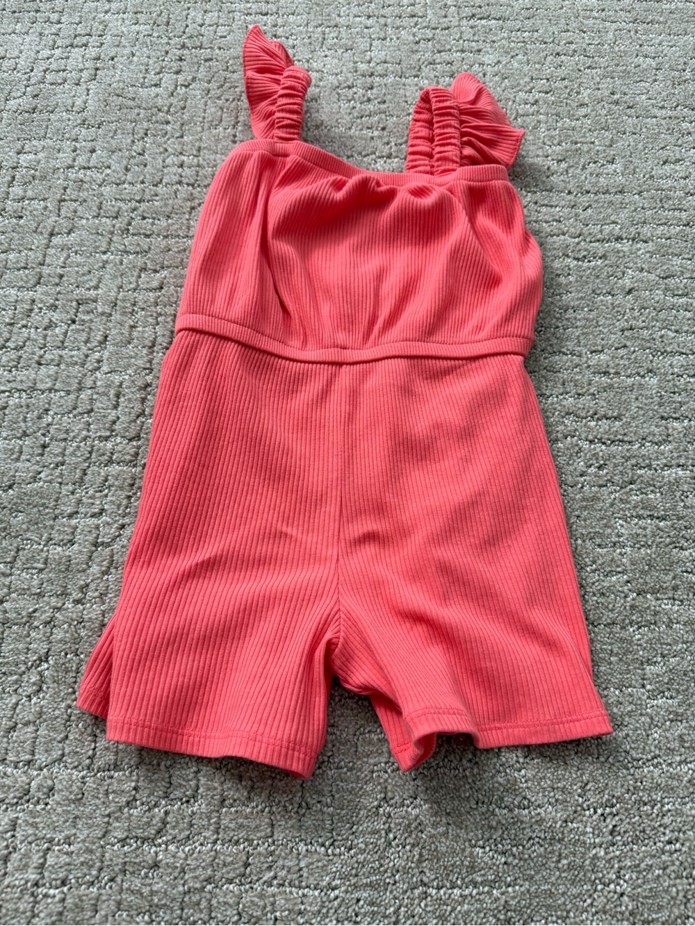 Old Navy Coral Ribbed Girls' Romper with Ruffled Straps